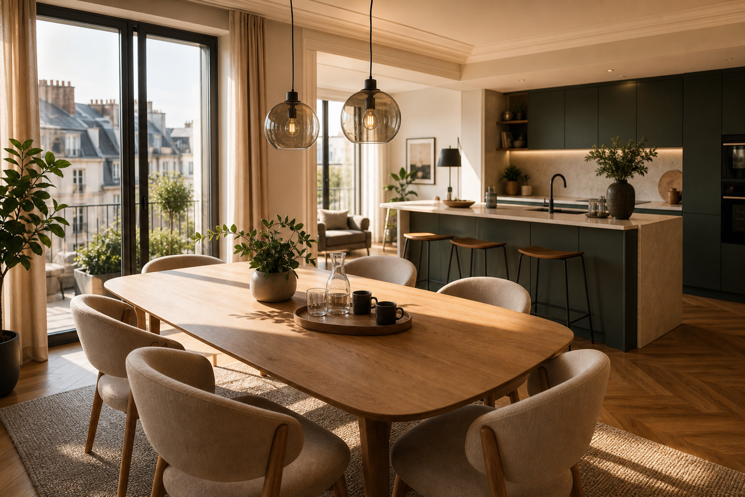 Intérieur chaleureux pour parler d'un projet immobilier