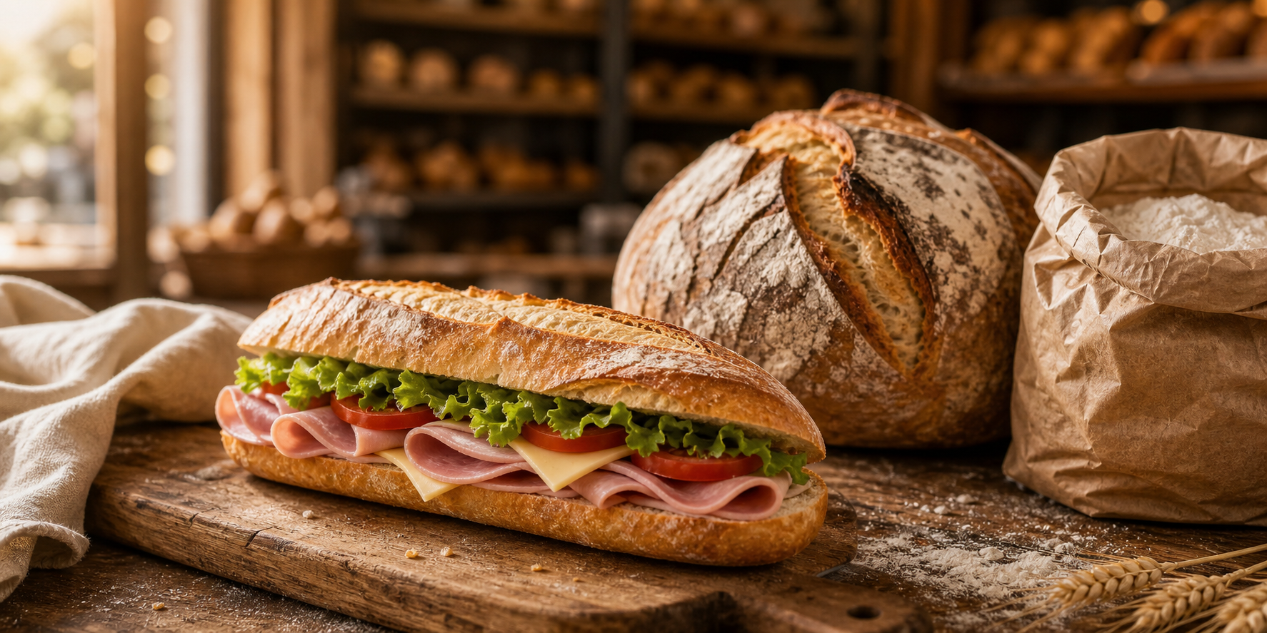 Sandwich frais préparé en boulangerie
